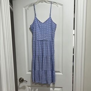 Monteau Blue Polka Dot Tiered Dress